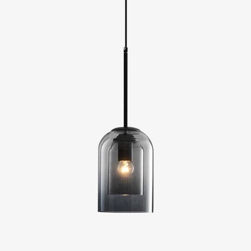 Suspension design tube arrondi double verre fumé