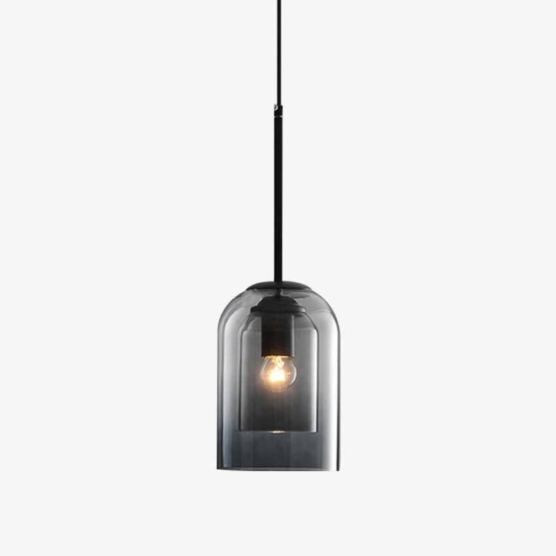 Suspension design tube arrondi double verre fumé