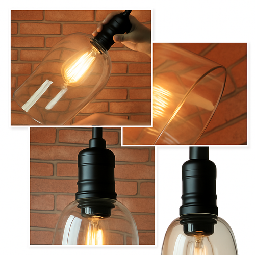 suspension Edison Vintage abat-jour en verre dans rétro Style Loft industriel suspension éclairage Lampara Colgante De Techo - vue 3 sur 5