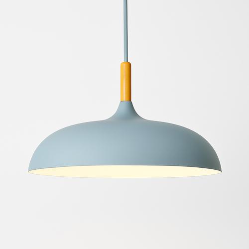Suspension en aluminium de couleur et tige en bois Wood