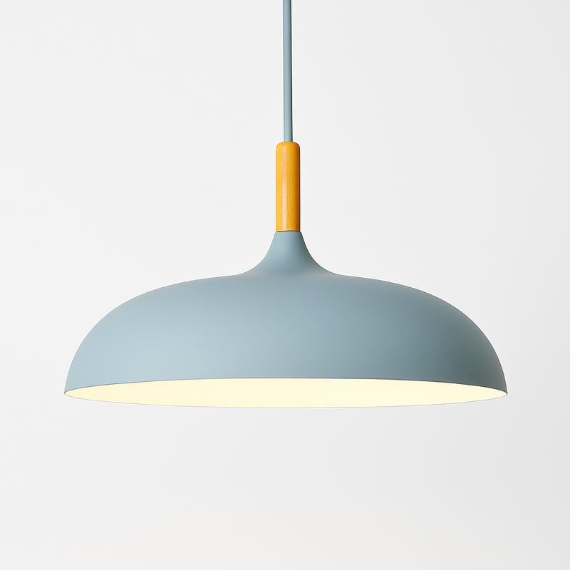 Suspension en aluminium de couleur et tige en bois Wood