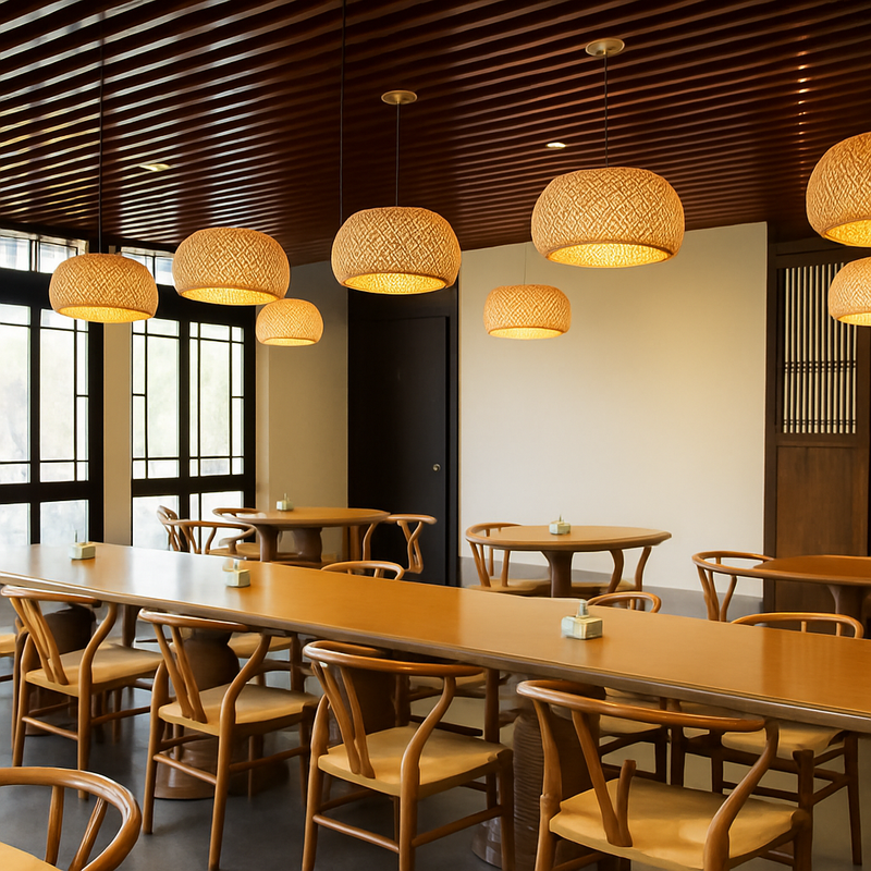 Suspension en bambou tissée à la main naturelle