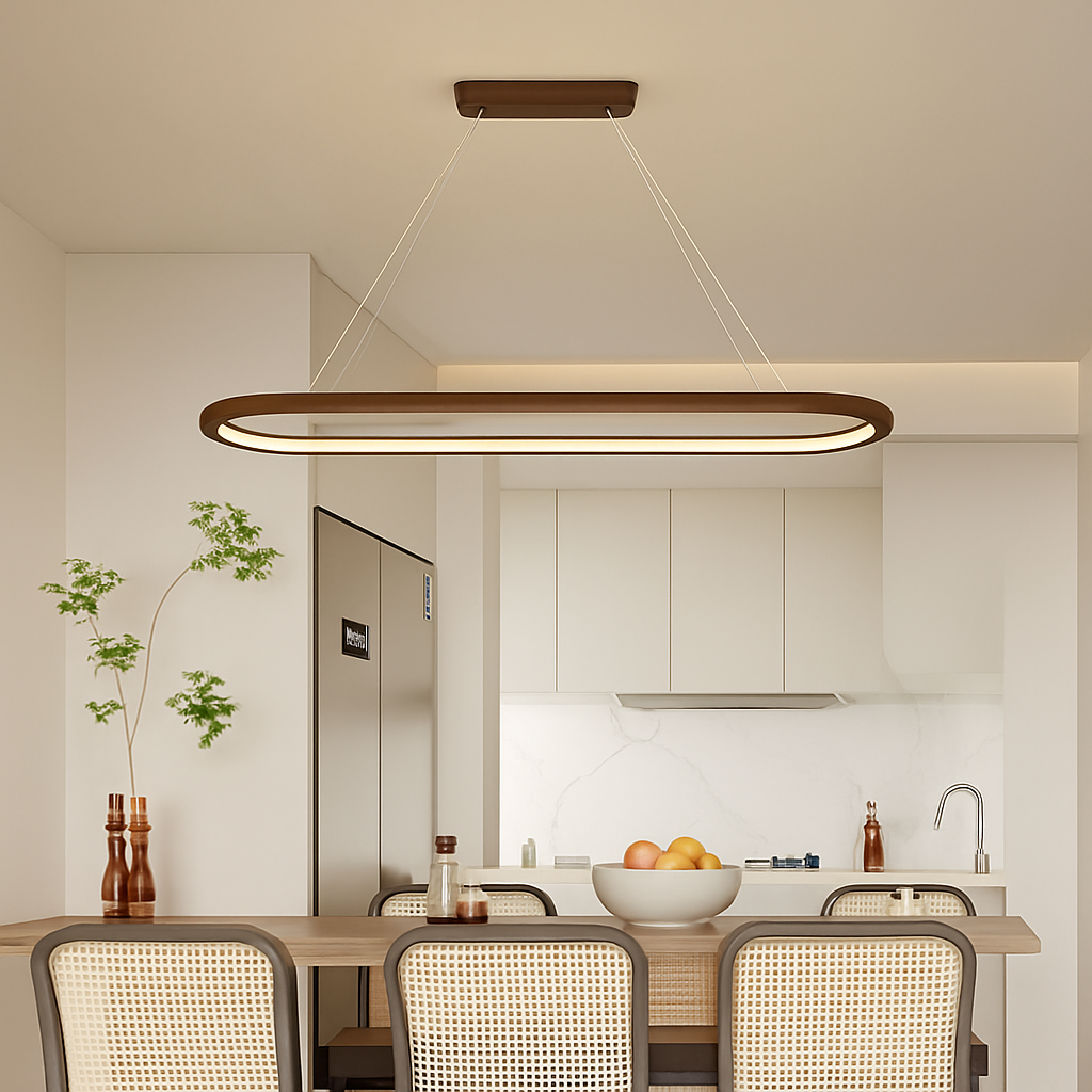 suspension en bois et led design minimaliste pour décoration intérieure