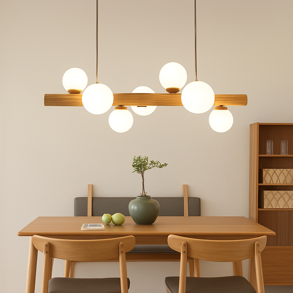 suspension en bois led minimaliste décoration moderne