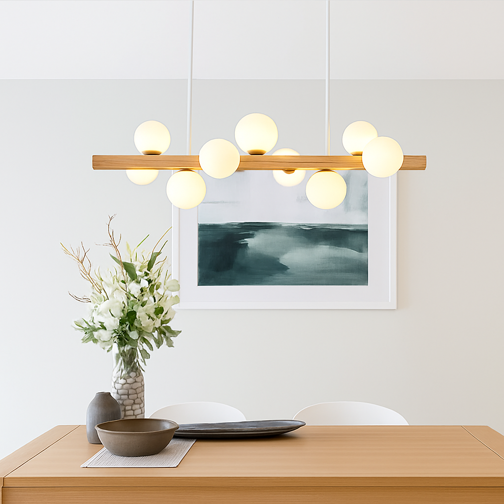 Minimalist LED wood pendant light modern decor - vue 4 sur 13