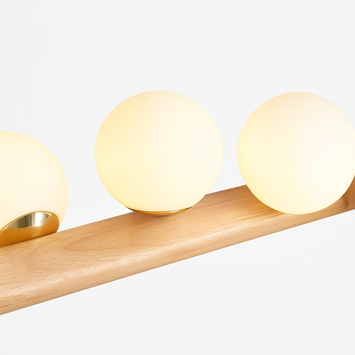 Minimalist LED wood pendant light modern decor - vue 8 sur 13