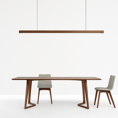 Minimalist nordic wooden pendant light with decorative LED - vue 6 sur 8