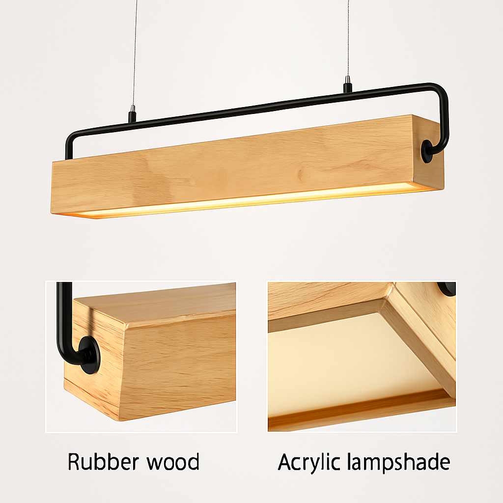 Suspension en bois nordiques LED lampes suspendues modernes pour salle à manger salon cuisine bureau boutique Bar café lampe suspendue à longue bande - vue 6 sur 7