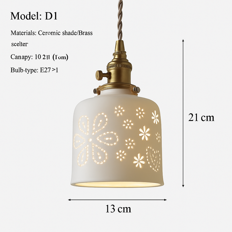 suspension en céramique nordique moderne avec motif floral