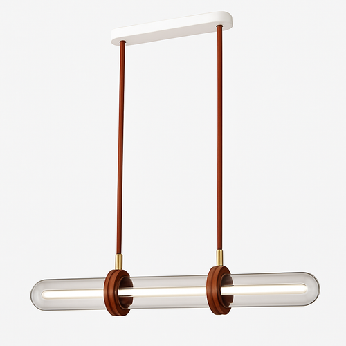 suspension en cuir et verre led design minimaliste et luxueux