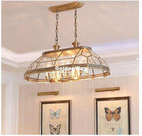 Suspension en laiton européen Antique D85cm W47cm H35cm12L Bronze Decora cuivre verre LED