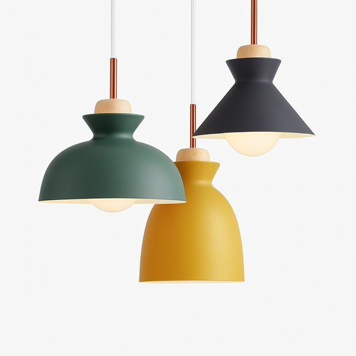 Coloured metal pendant light in various nordic shapes - vue 2 sur 18