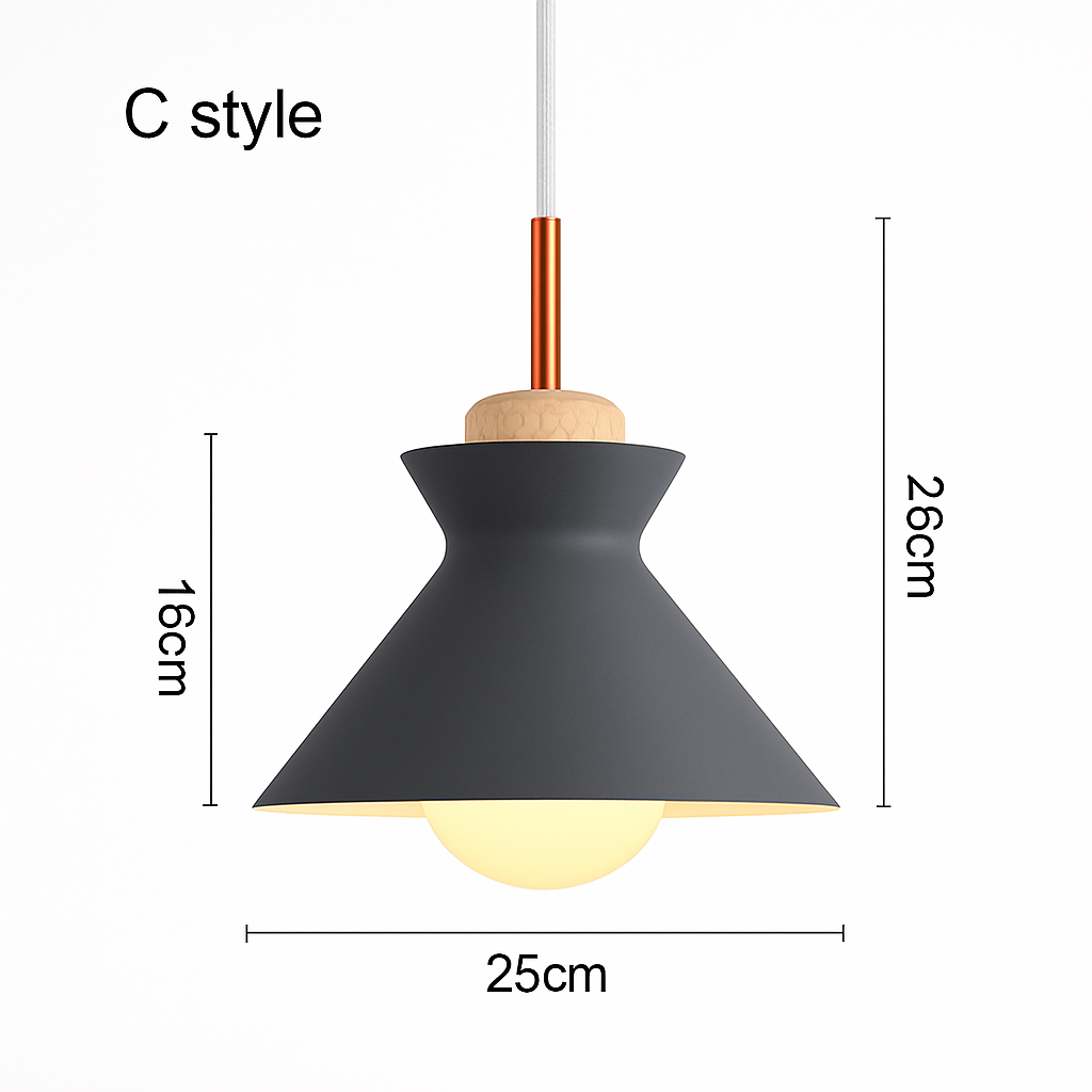 Coloured metal pendant light in various nordic shapes - vue 16 sur 18