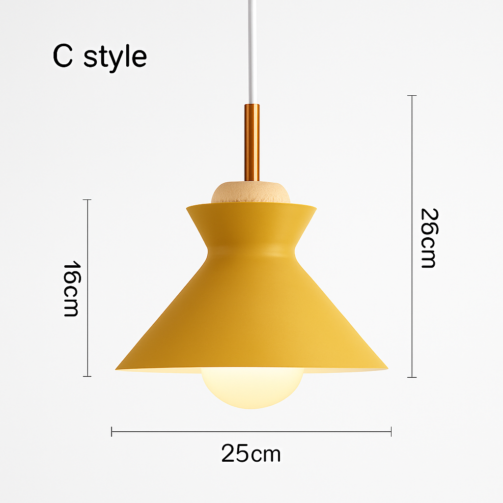Coloured metal pendant light in various nordic shapes - vue 18 sur 18