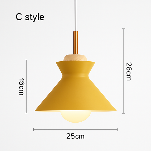 Coloured metal pendant light in various nordic shapes - vue 19 sur 18