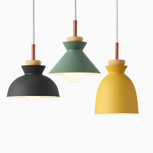 Coloured metal pendant light in various nordic shapes - vue 5 sur 18