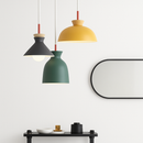 Coloured metal pendant light in various nordic shapes