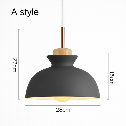Coloured metal pendant light in various nordic shapes