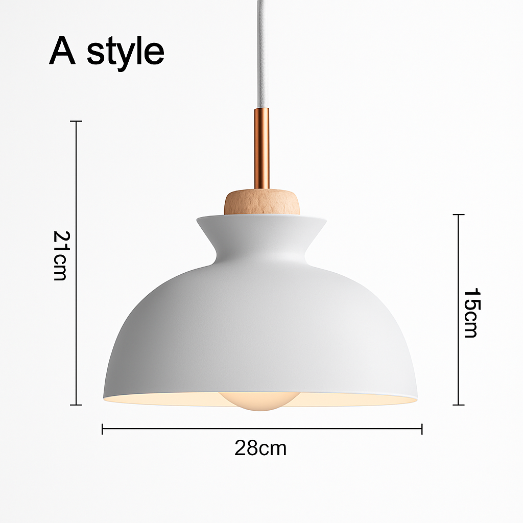 Coloured metal pendant light in various nordic shapes - vue 7 sur 18