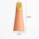 Coloured metal and wood pendant light in various Nordic shapes