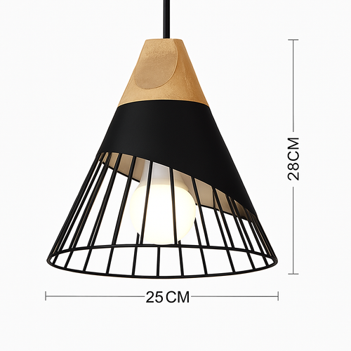 Coloured metal and wood pendant light in various Nordic shapes - vue 13 sur 27