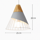 Coloured metal and wood pendant light in various Nordic shapes