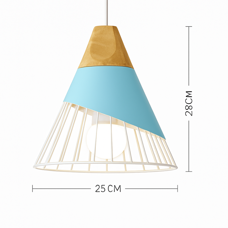 Suspension en métal coloré et bois de plusieurs formes Nordic