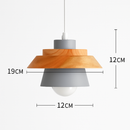 Coloured metal and wood pendant light in various Nordic shapes