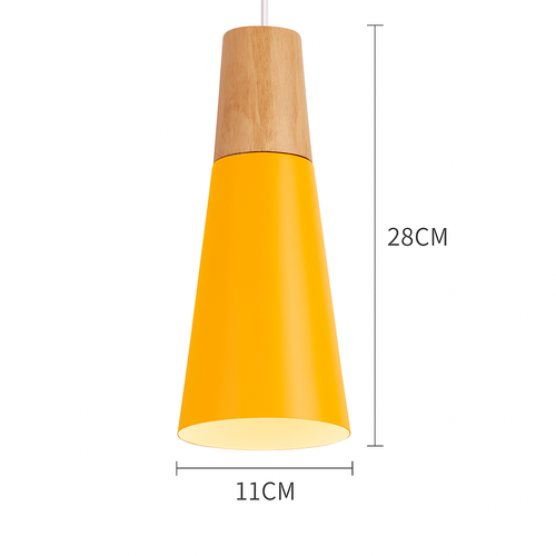 Coloured metal and wood pendant light in various Nordic shapes - vue 19 sur 27