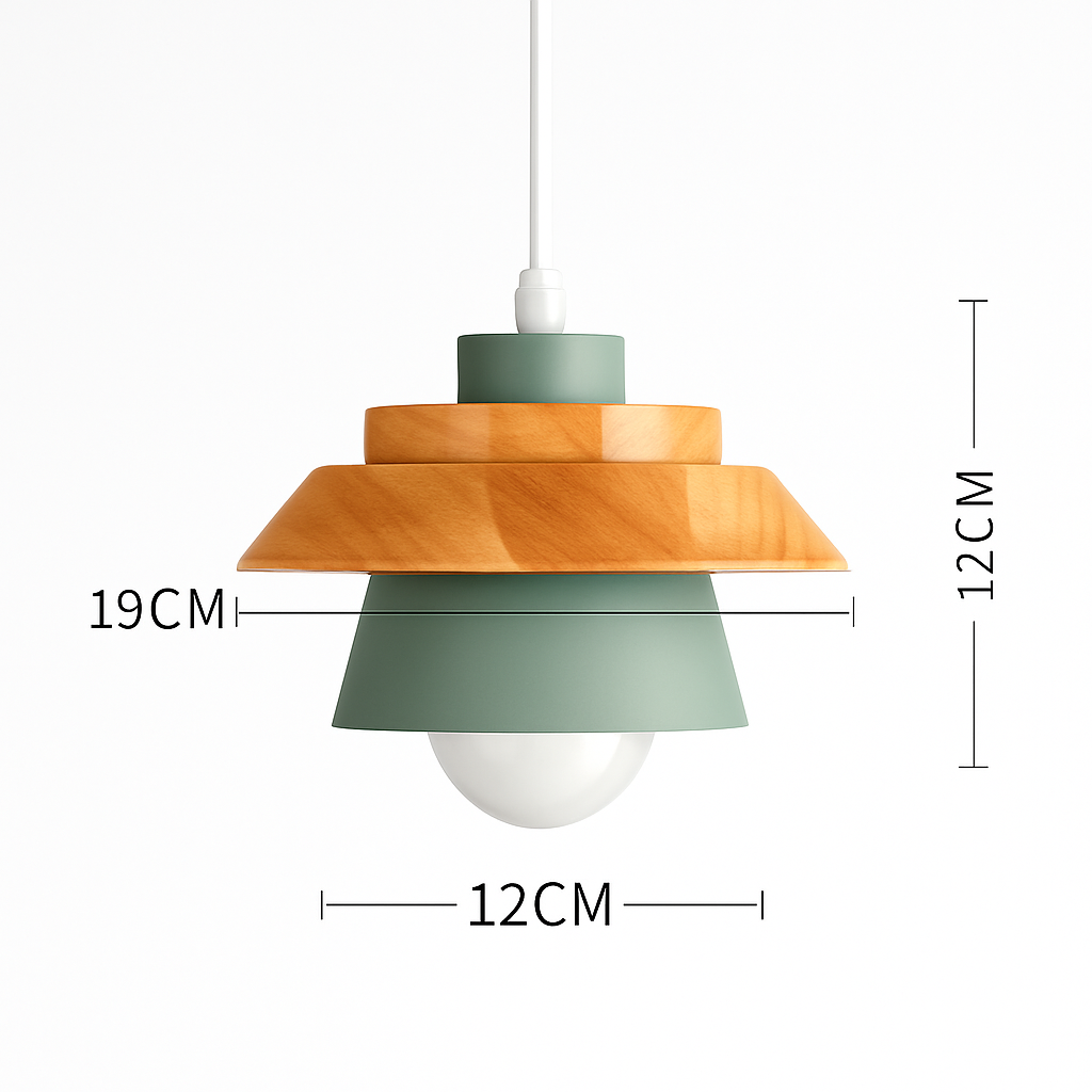 Coloured metal and wood pendant light in various Nordic shapes - vue 19 sur 27
