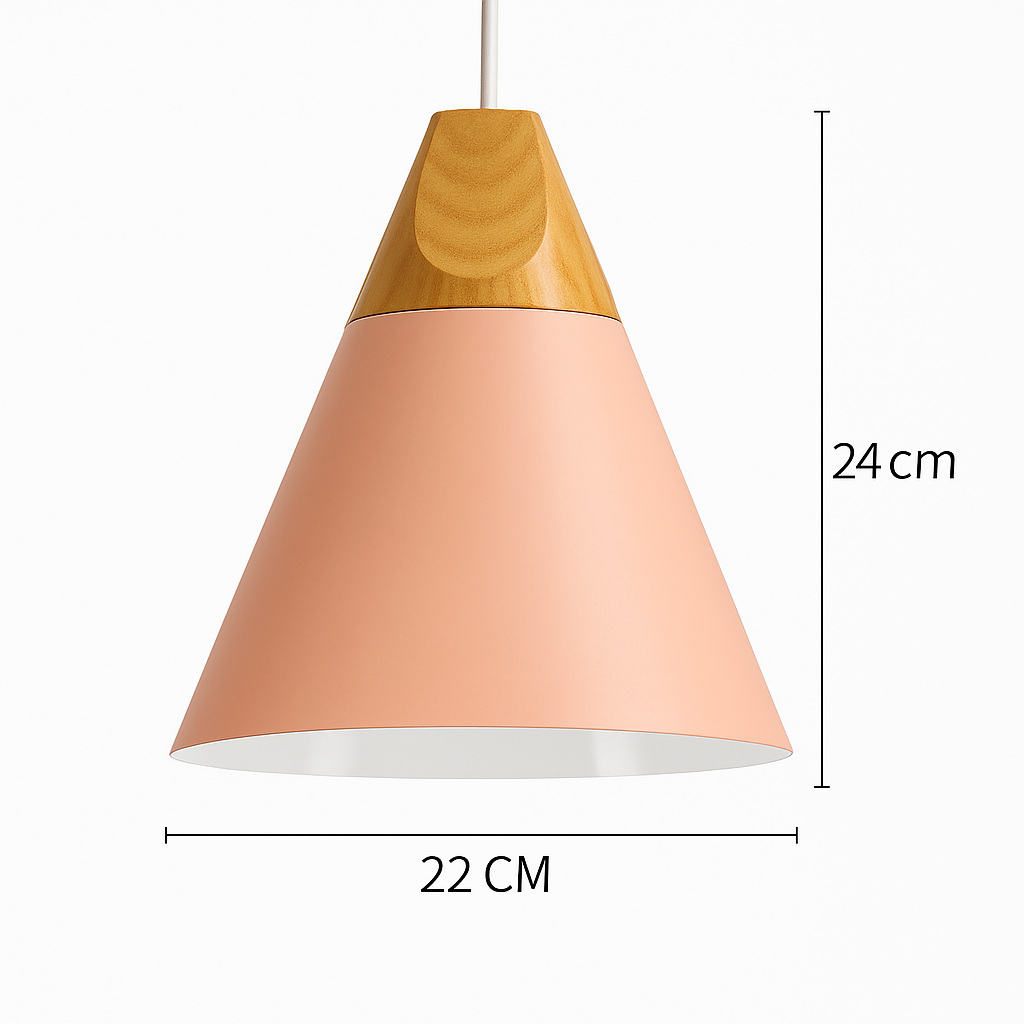 Coloured metal and wood pendant light in various Nordic shapes - vue 21 sur 27