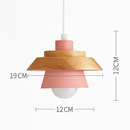 Coloured metal and wood pendant light in various Nordic shapes