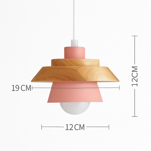 Coloured metal and wood pendant light in various Nordic shapes - vue 24 sur 27