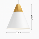 Coloured metal and wood pendant light in various Nordic shapes