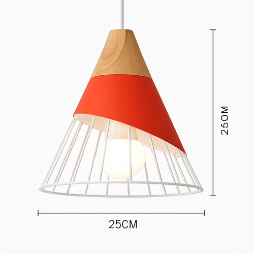 Coloured metal and wood pendant light in various Nordic shapes - vue 26 sur 27