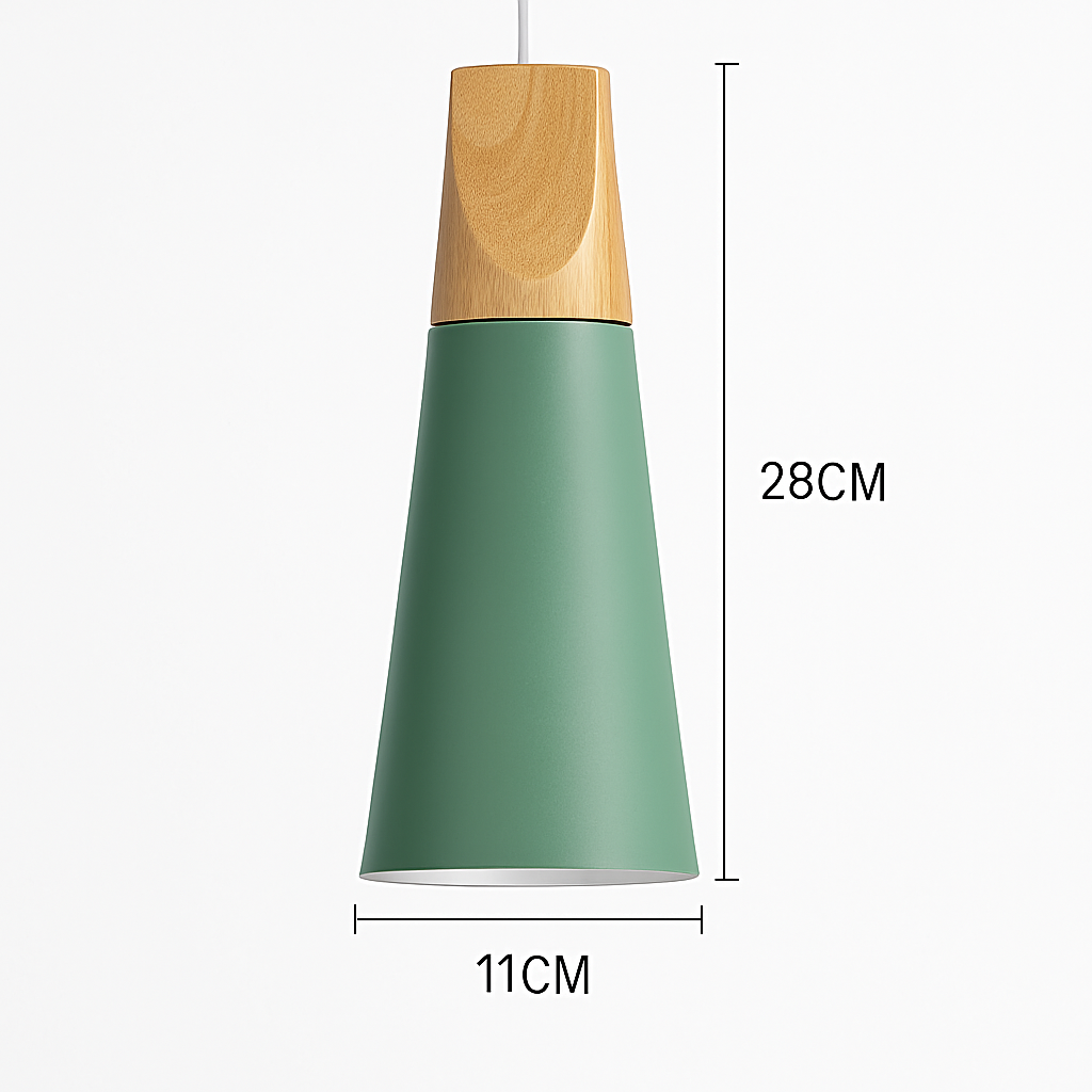 Coloured metal and wood pendant light in various Nordic shapes - vue 26 sur 27