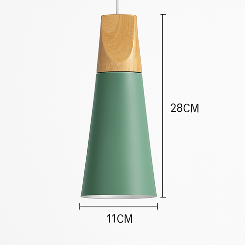 Coloured metal and wood pendant light in various Nordic shapes - vue 27 sur 27