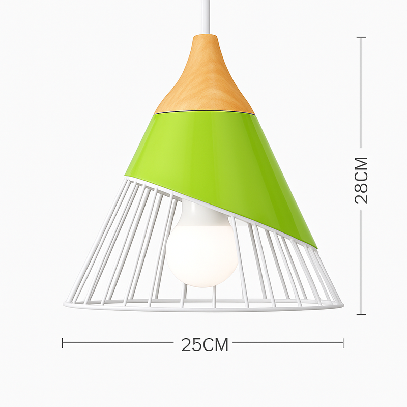 Suspension en métal coloré et bois de plusieurs formes Nordic