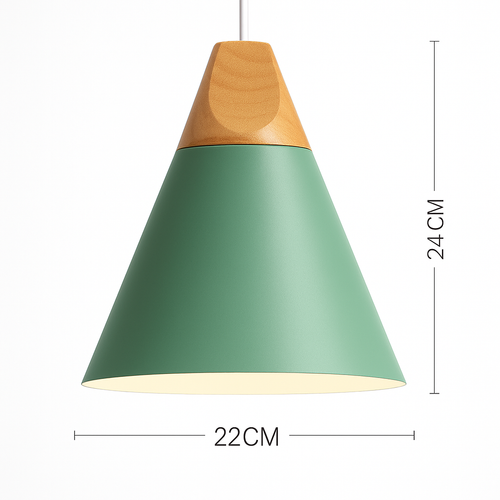 Coloured metal and wood pendant light in various Nordic shapes - vue 6 sur 27