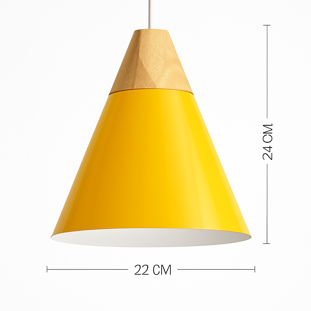 Coloured metal and wood pendant light in various Nordic shapes - vue 6 sur 27