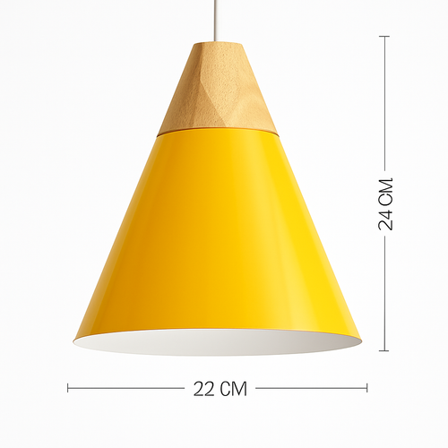 Coloured metal and wood pendant light in various Nordic shapes - vue 7 sur 27