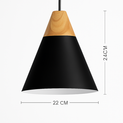 Coloured metal and wood pendant light in various Nordic shapes - vue 8 sur 27