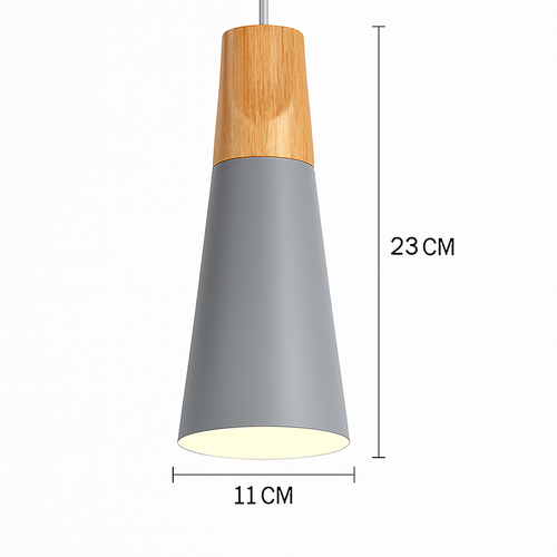Coloured metal and wood pendant light in various Nordic shapes - vue 9 sur 27