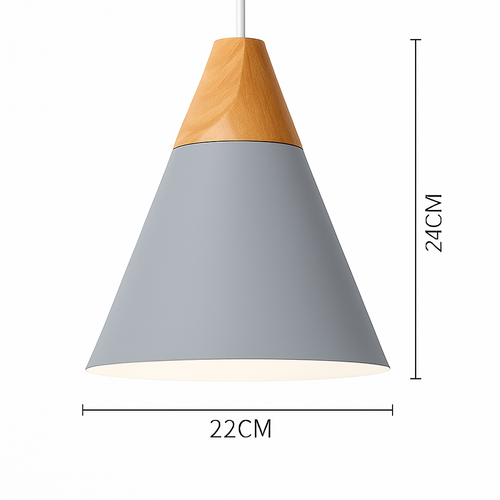 Coloured metal and wood pendant light in various Nordic shapes - vue 10 sur 27