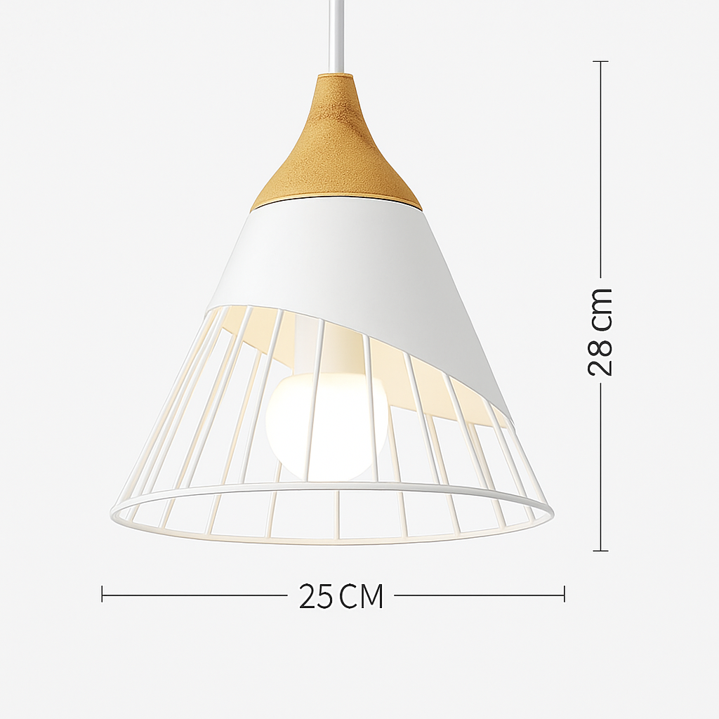 Coloured metal and wood pendant light in various Nordic shapes - vue 10 sur 27