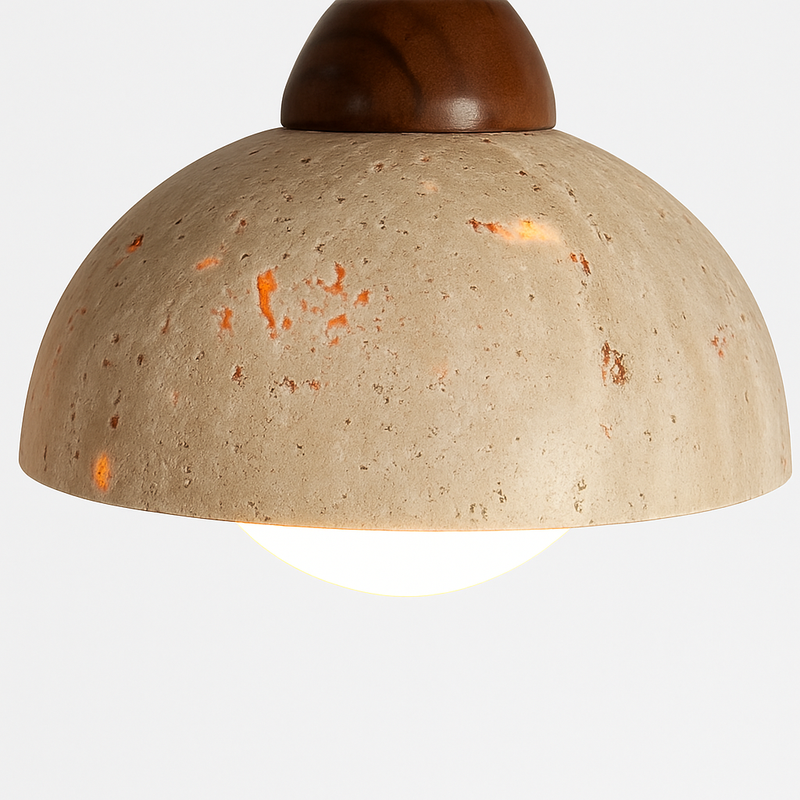 Suspension en pierre de travertin jaune de style japonais Suspension de chevet de chambre à coucher Suspension rétro d'allée de restaurant