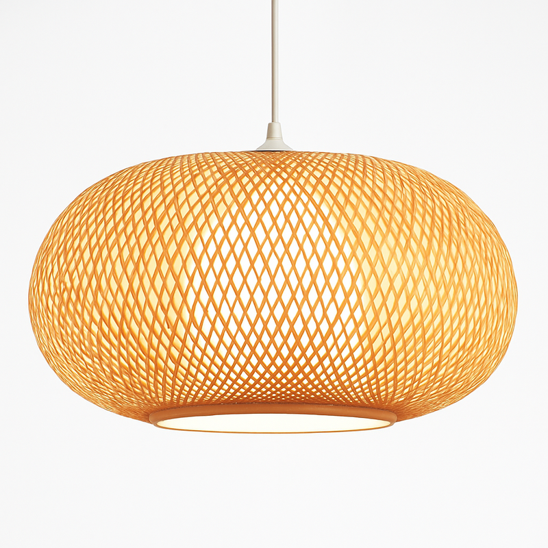 Suspension en rotin LED avec abat-jour arrondi
