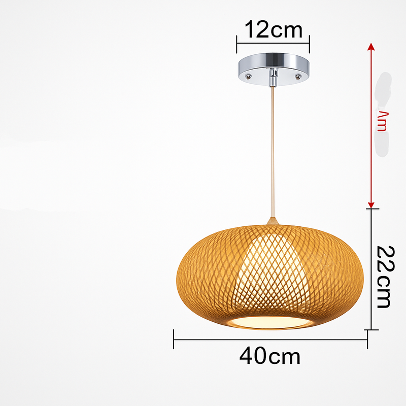 Suspension en rotin LED avec abat-jour arrondi
