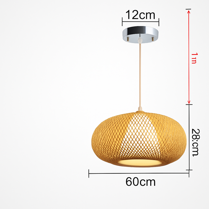 Suspension en rotin LED avec abat-jour arrondi