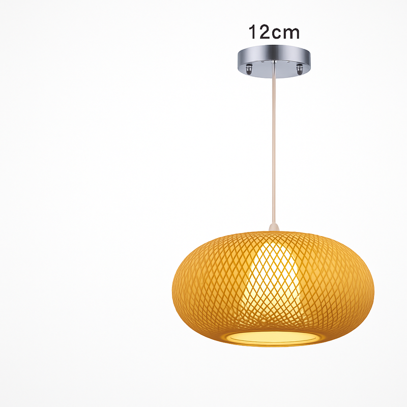 Suspension en rotin LED avec abat-jour arrondi